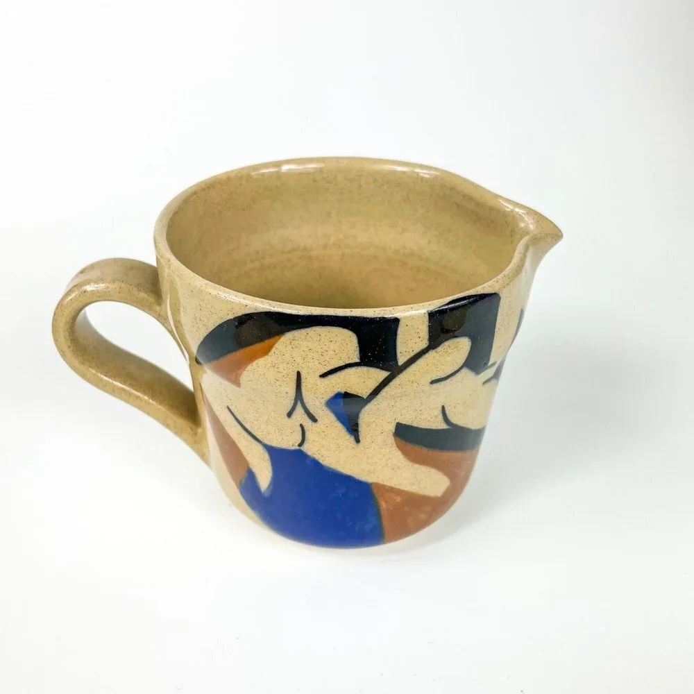 Vintage Itzcoatl Mexico Creamer Pitcher Abstract Pair